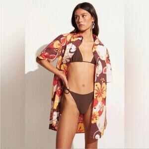 Faithfull the Brand "Tropicana" Cotton Shirt Dress Cover Up retail 189.00 USA 4